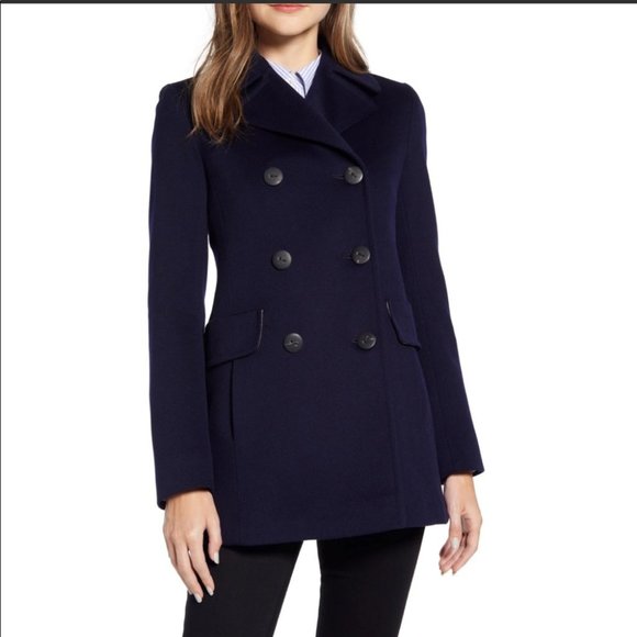 FLEURETTE Jackets & Blazers - NWT FLEURETTE LORO PIANA Eden navy wool double breasted peacoat